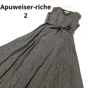Apuweiser-riche 전체 레이스 민소매 원피스 카키 리본 2