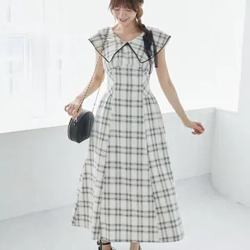초커 세트 빅 칼라 원피스