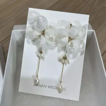 annawedding 귀걸이 펄 흰 꽃