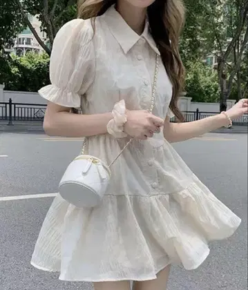 아이보리 미니 원피스 반팔 dreamgarden