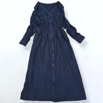 SLOBE IENA 허리 개더링 사파리 셔츠 원피스 네이비 40