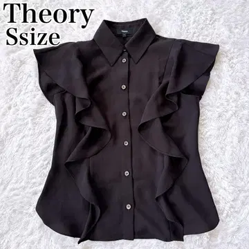 Theory 띠어리 슬리브리스 프릴 블라우스 최근 오피스 캐주얼