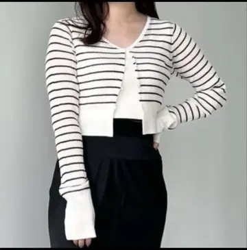 코코딜 시어 보더 숏 가디건