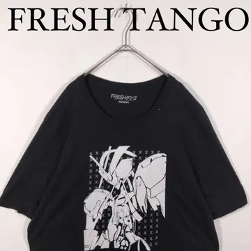 FRESH TANGO 블랙 티셔츠 애니메이션 프린트 XL 프레쉬 탱고