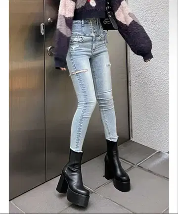 Emoda 비대칭 레이스업 하이웨스트 파긴스