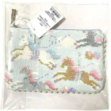 러블리 바이 페이러 러블리 모쿠바 폼폼 파우치 블루 말 패턴