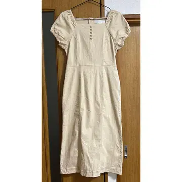 tocco closet 프론트 장식 퍼프 슬리 데님 원피스