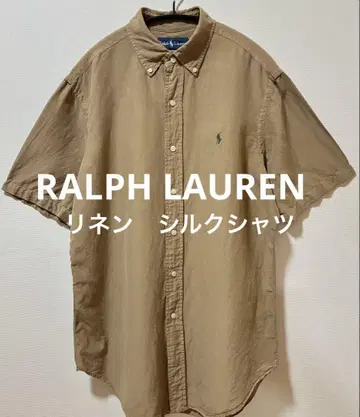 RALPH LAUREN 랄프 로렌 포니 자수 로고 린넨 실크 반팔 셔츠