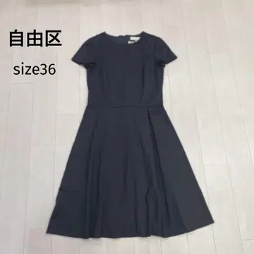 자유구 Jiyuku 반팔 미디 길이 원피스 36 네이비