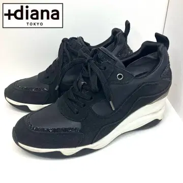 +diana 플러스 다이애나 힐 업 스니커즈 통굽 글리터 블랙