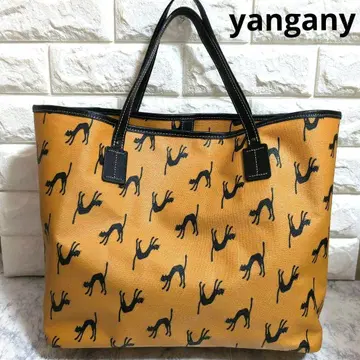 새상품급 yangany PVC 가공 코튼 린넨 고양이 올 패턴 토트 백