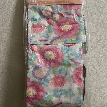 꽃무늬 유카타, 오비, 일본 나막신, 스크런치 4종 세트