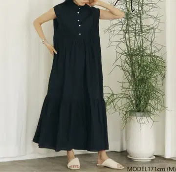 마오 칼라 프릴 티어드 드레스 블랙 S 시루무린
