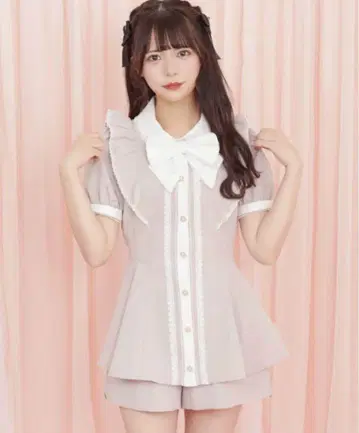 시크릿허니 셋업 핑크 펄 옷깃 셋업