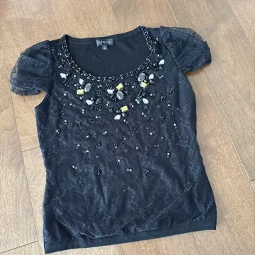 에포카 EPOCA 비쥬 레이스 반팔 티셔츠 블랙 size40