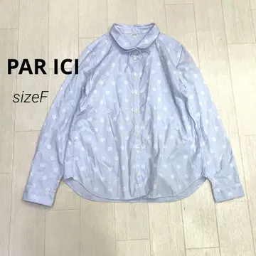 PAR ICI 파리시 면 100% 도트 둥근 카라 긴팔 블라우스 F