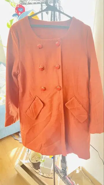 오렌지 더블 브레스트 코트