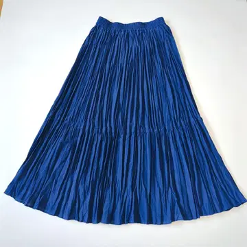 UNFILO 24ss [세탁 가능] 와셔 플리츠 스커트 블루 S