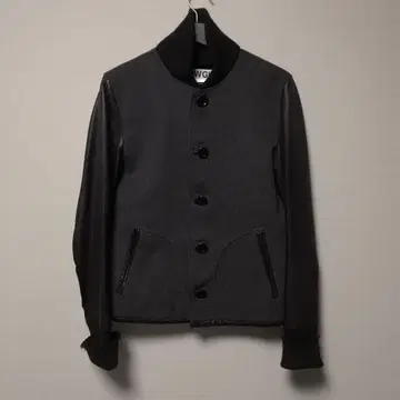 Slow Gun 바시티 자켓 램 가죽 절개 그레이