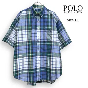 90s 랄프 로렌 BIG SHIRT 체크 반팔 셔츠 XL