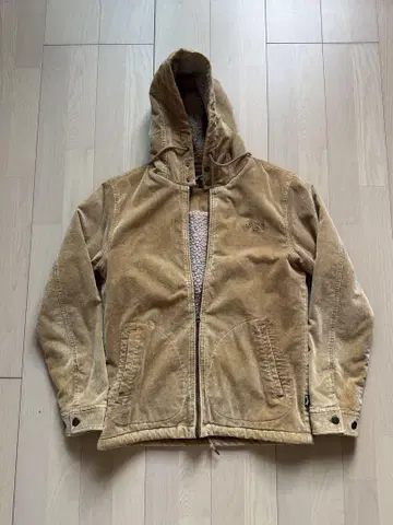 Billabong 후드 부착 코듀로이 자켓 M 베이지
