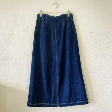 다즐린 롱 타이트 스커트 데님 블루 허리 밴딩 슬릿 4713