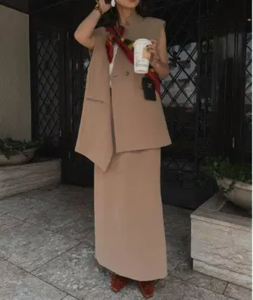 아메리 오토나 래핑 베스트 세트 드레스