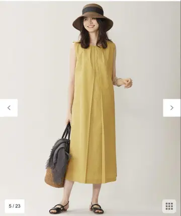 자유구 새상품 타서 포플린 슬리브리스 원피스