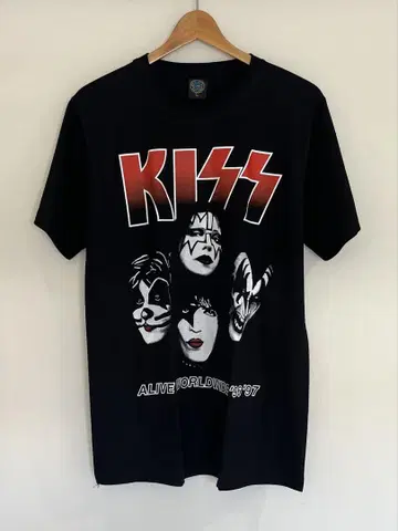 새상품 밴딩 티셔츠 XL 키스 KISS 멤버 빅 로고