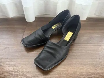 GRISE 4.5cm 가죽 스퀘어 스티치 사이드 오픈 Le Talon