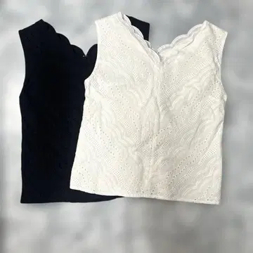 MERCURYDUO 슬리브리스 스캘럽 블라우스 2장