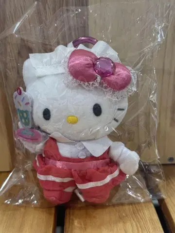 산리오 헬로키티 러블리 프릴 마스코트 키링 메이드 레드