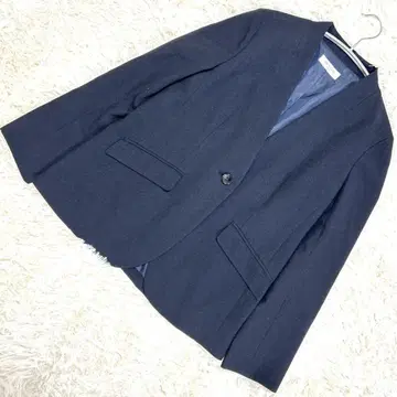 오프온 노카라 자켓 V넥 긴팔 네이비 M 오피스 포멀