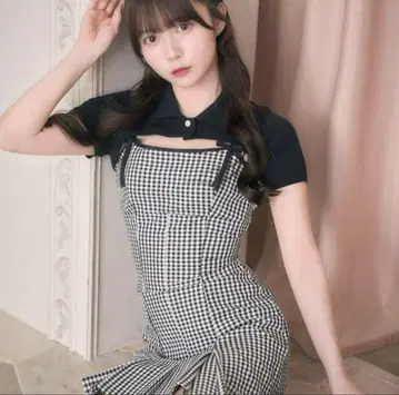 미셸 마카롱 숏 볼레로 앙상블 깅엄 원피스