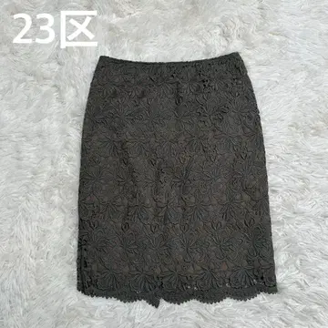 23구 23KU 자수 레이스 타이트 스커트 카키
