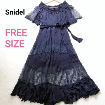 스나이델 SNIDEL 오프숄더 튤 원피스 네이비 레이스