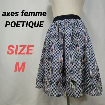 엑시즈팜 POETIQUE 플레어 스커트 체크 토끼 패턴 올 패턴