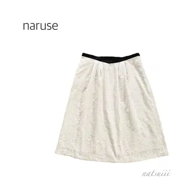 naruse 나루세 . 코튼 플라워 자수 스커트 일본제