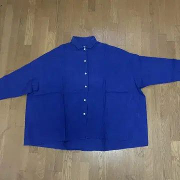 UNITED ARROWS 린넨 오버 사이즈 셔츠 로얄 블루