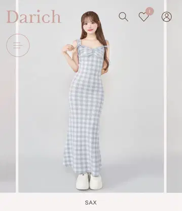 Darich 깅엄 자카드 니트 롱 원피스