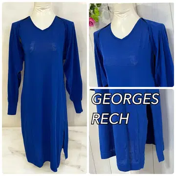 GEORGES RECH 원피스 38(M 상당) 블루 퍼프 슬리브 새상품급