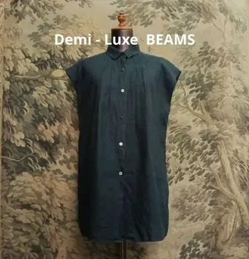 Demi - Luxe BEMS 린넨 100% 턱 슬리브리스 블라우스