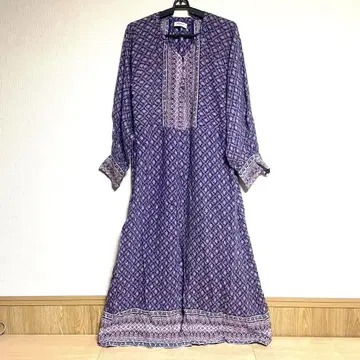 차오패닉 인도 면 롱 원피스 에스닉 아시아 퍼플