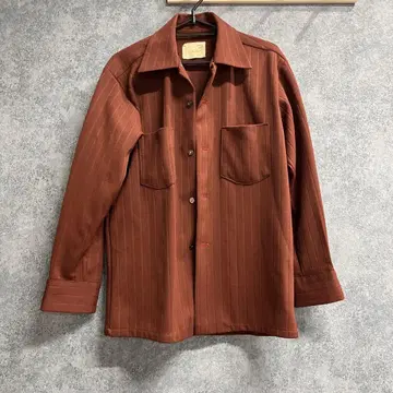 Custom Deluxe 스트라이프 브라운 셔츠 L 빈티지