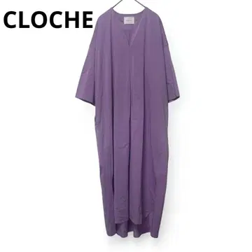 CLOCHE 크로셰 7부 소매 롱 원피스 블랙 루즈핏