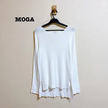 MOGA 트레일 러닝 리브 니트 탑 얇은 소재 화이트 모가