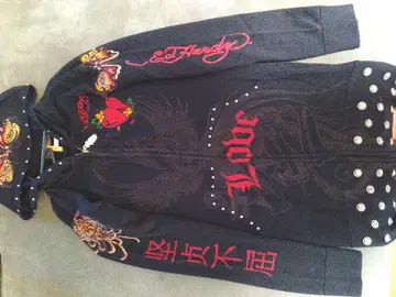 Ed Hardy 후드 부착 긴팔 가디건