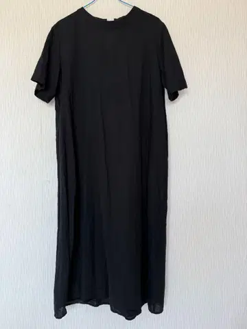 블랙 반팔 면 린넨 원피스 M 사이즈