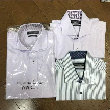 중고 남성용 슬림 타입 반팔 와이셔츠 * 3장 세트 * 히로미치나카노