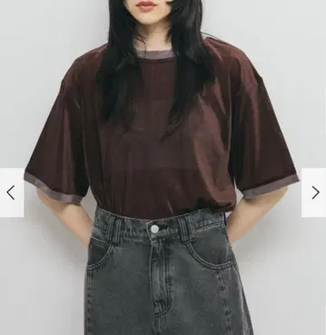 택 포함 새상품 KBF 메쉬 벨로아 링거 티셔츠 BROWN